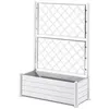 Image de STEFANPLAST Bac à fleur/Jardinière rectangulaire avec treillis - Finition effet bois - 100 x 43 x H 142 cm - 80 L - Blanc