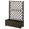 Image de STEFANPLAST Bac à fleur/Jardinière avec treillis - ITALIA FLOWER BOX - Finition effet bois - 100x43xH142 cm - 80 L - Moka