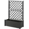 Image de Bac À Fleurs Rectangulaire Italia Anthracite 100 X 43 X142 Cm + Treillis