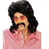 Image de Perruque et moustache disco noires homme - WIDMANN - années 70 / disco