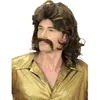 Image de WIDMANN - Perruque et moustache disco années 70 brunes homme années 70 / disco