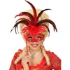 Image de Décoration - Loup sur tige avec grandes plumes rouges - Adulte - Taille Unique