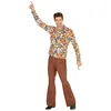 Image de Chemise disco homme ATOSA orange à motifs bubbles colorées col pelle - style années 70