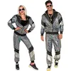 Image de Déguisement survêtement années 80 réfléchissant adulte XL - Gris - Homme