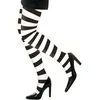 Image de Collants grande taille gothiques noir et blanc rayés pour femme - Halloween