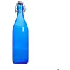 Image de Bouteille à limonade - BORMIOLI - Giara - 1 L - verre bleu - bouchon mécanique - réutilisable