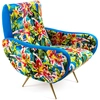 Image de SELETTI fauteuil rembourré TOILETPAPER ARMCHAIR (Flowers with holes - Tissu en polyester, Structure en bois, polyuréthane et métal)