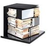 Image de OPINION CIATTI bibliothèque PTOLOMEO X4 SHORT (Structure et gs noires, base inox brillant - Structure et étagères en tôle base en acier inoxydable)