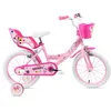 Image de Vélo Enfant - 16 Pouces - 5 à 7 ans - Minnie Mouse - Roulettes stabilisatrices - Panier - Rose