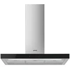 Image de Hotte Décorative Murale Smeg Kbt9l4vn Inox Inox Et Bandeau Verre