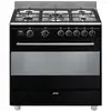 Image de Smeg Concert Bg91n2 Four Et Cuisinière Electrique Gaz Noir, Acier Inoxydable