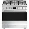 Image de Smeg Table De Cuisson Gaz 90x60 Inox 6 Feux Et Four Électrique Multifonction 115 L Vapor Clean