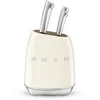 Image de Smeg Kbsf02cr Bloc À Couteaux Plastique, Acier Inoxydable, Bois Chrome, Crème, Bois