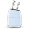 Image de Smeg Kbsf02pb Bloc À Couteaux Plastique, Acier Inoxydable, Bois Bleu, Chrome, Bois