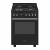 Image de Cuisinière Mixte Smeg Gp61bl9 Noir Brillant 60x60 4 Foyers Gaz Four Pyrolyse