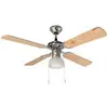 Image de Ventilateur de plafond avec lumière perenz 7064 cr chrome et bois - ø 105 cm, 4 pales, 3 vitesses, moteur ac 45-50w