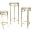Image de Lot de 3 tables rondes en métal doré ø 33x70-28x60-23x50 cm