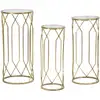 Image de Lot de 3 tables rondes en métal doré ø 32x71-28x65-23x61 cm