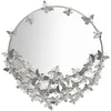 Image de Miroir mural rond papillons en métal argenté cm 91x3x94