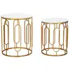 Image de Lot de 2 tables en métal doré plateau blanc ø 46x55-39x48 cm