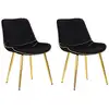 Image de Lot De 2 Chaises En Tissu "paris" 79cm Noir & Or