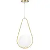 Image de Lustre en métal doré avec sphère en verre blanc 24x20x47 cm