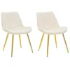 Image de Lot de 2 Chaises en Tissu Paris 79cm Crème & Or