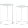 Image de Lot de 2 tables en métal blanc avec papillons ø 43x60-38x55 cm