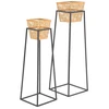 Image de Lot De 2 Cache-pots Sur Pied "wilma" 70cm Noir & Or