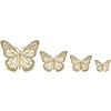 Image de Lot De 4 Décorations Murales En Métal "butterflies" 35cm Or