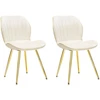Image de Lot De 2 Chaises En Tissu "paris" 77cm Crème & Or