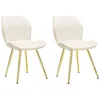 Image de Lot de 2 Chaises en Tissu Paris 77cm Crème & Or