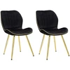 Image de Lot De 2 Chaises En Tissu "paris" 77cm Noir & Or