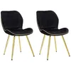 Image de Lot de 2 Chaises en Tissu Paris 77cm Noir & Or