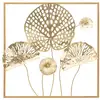 Image de Panneau décoratif 3d avec fleurs et feuilles en métal doré 50x5x50 cm