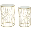 Image de Lot De 2 Tables D'appoint "lignes" 55cm Or