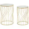 Image de Lot de 2 petites tables en métal doré et miroir ø 38x55-33x50 cm