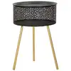 Image de Table basse en métal noir et doré ø 35x50 cm