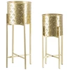 Image de Lot De 2 Cache-pots Sur Pied "glovy" 52cm Or