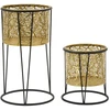 Image de Lot De 2 Cache-pots Sur Pied "leavy" 40cm Or & Noir