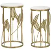 Image de Lot De 2 Tables D'appoint Effet Marbre "leaf" 65cm Or