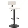 Image de Tabouret de bar en métal avec dossier hauteur réglable noir et blanc
