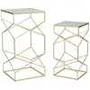 Image de Lot de 2 tables basses en métal doré et verre 50x50x100-40x40x80 cm