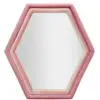 Image de Miroir hexagonal mural moderne avec cadre en velours rose tony