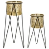 Image de Lot De 2 Cache-pots Sur Pied "drak" 46cm Or & Noir