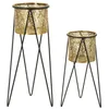 Image de Lot de 2 pots de fleurs en métal doré Drak cm 21x20x46-18x18x32