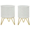 Image de Lot De 2 Cache-pots Design "carly" 20cm Blanc & Or