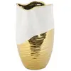 Image de Vase Design En Céramique "lux" 35cm Blanc & Or
