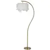 Image de Lampadaire Imitation Plume "semi Arc" 170cm Or & Blanc