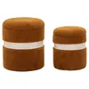 Image de Lot de 2 poufs de rangement marron cm ø 40x47-32x38